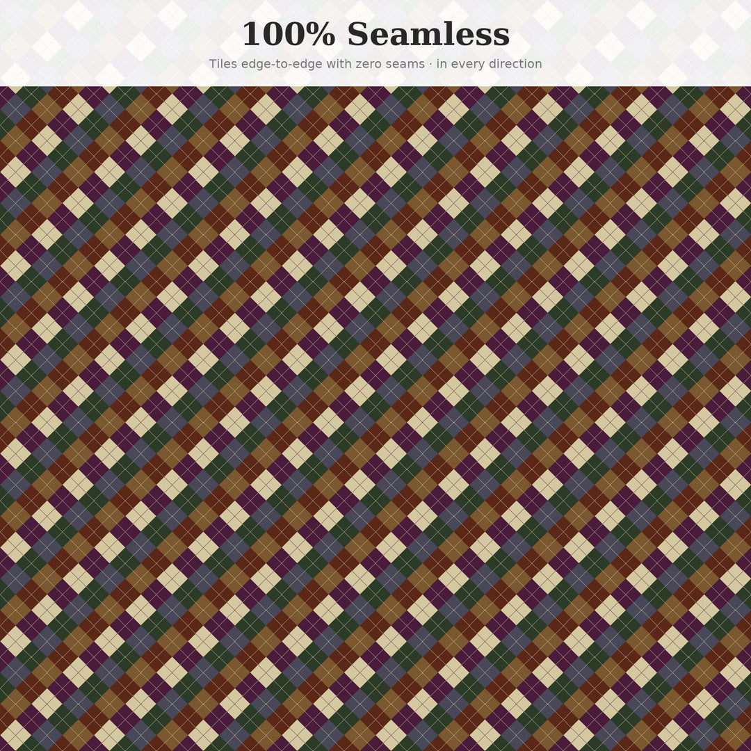 Dark Argyle Seamless Pattern | Multi-Color Dark Academia Argyle | .png .jpg .svg .pdf .pat | Digital Paper | Fabric & Surface Design