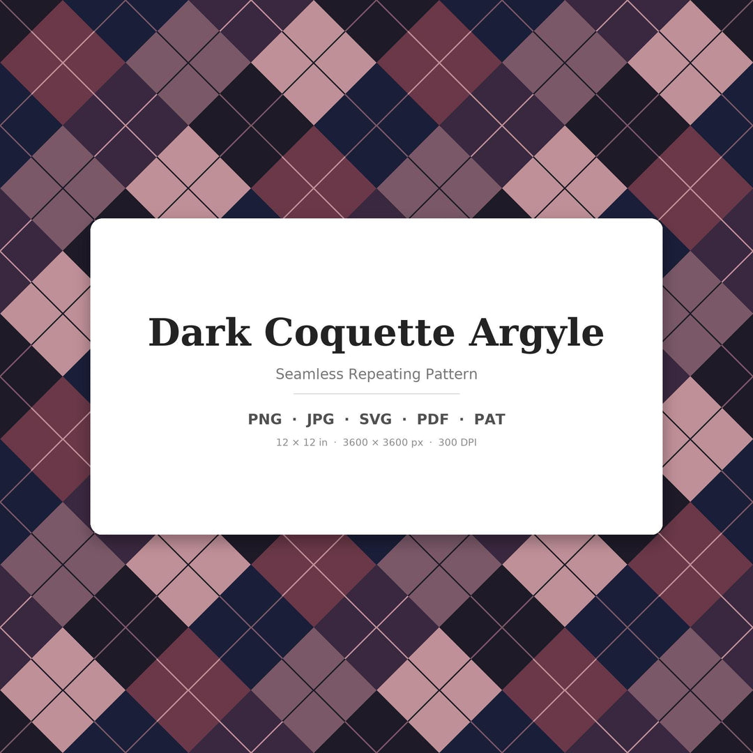 Dark Argyle Seamless Pattern | Multi-Color Dark Coquette Argyle | .png .jpg .svg .pdf .pat | Digital Paper | Fabric & Surface Design