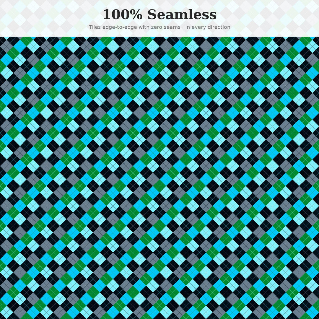 Data Stream Argyle Seamless Pattern | Multi-Color Fabric Design (Digital Download)