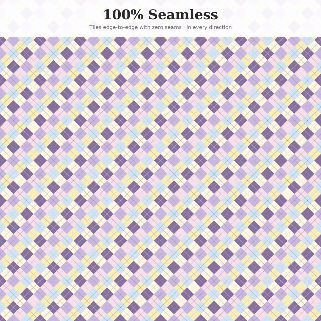 Daydream Argyle Seamless Pattern | Multi-Color Fabric Design (Digital Download)