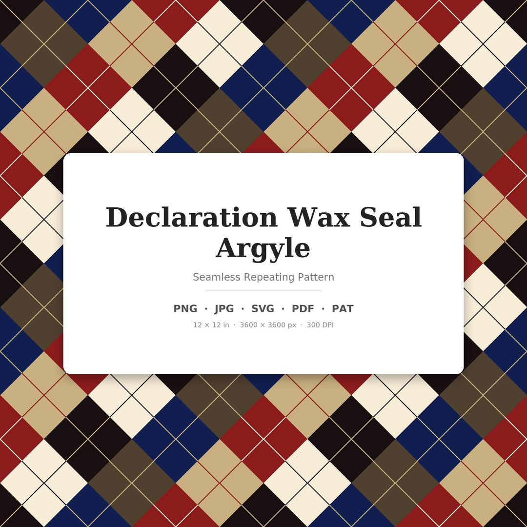 Declaration Argyle Seamless Pattern | Multi-Color Declaration Wax Seal Argyle | .png .jpg .svg .pdf .pat | Digital Paper | Fabric & Surface