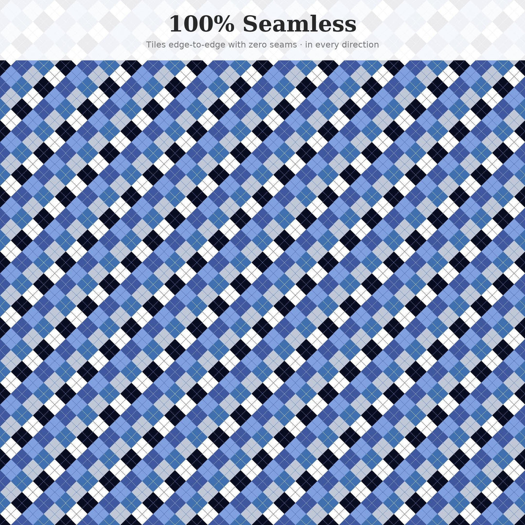 Deep Sapphire Argyle Seamless Pattern | Fabric & Surface Design (Digital Download)