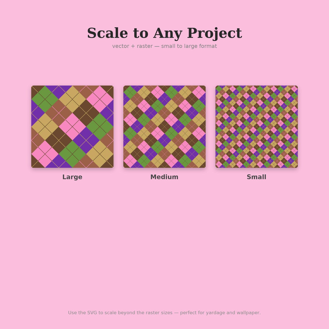 Desert Bloom Argyle Seamless Pattern | Multi-Color Fabric Design (Digital Download)