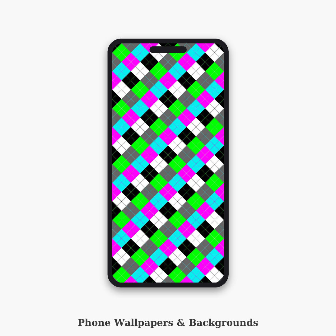 Digital Glitch Argyle Seamless Pattern | Multi-Color Fabric Design (Digital Download)