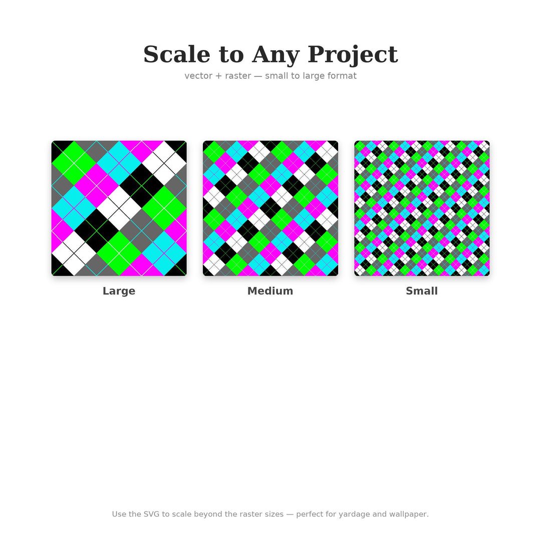 Digital Glitch Argyle Seamless Pattern | Multi-Color Fabric Design (Digital Download)