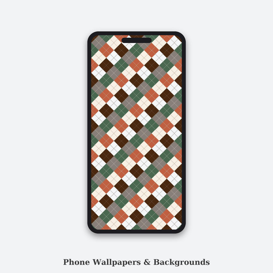 Digital Nomad Cafe Argyle Seamless Pattern | Multi-Color Repeating Fabric Design (Digital Download)