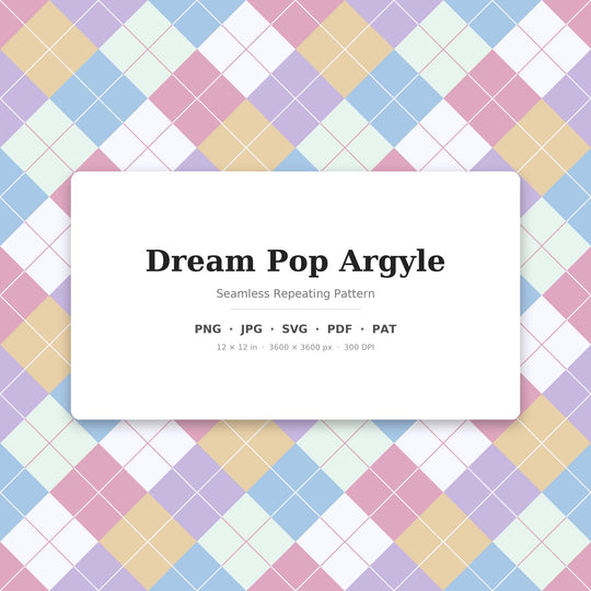 Dream Argyle Seamless Pattern | Multi-Color Dream Pop Argyle | .png .jpg .svg .pdf .pat | Digital Paper | Fabric & Surface Design