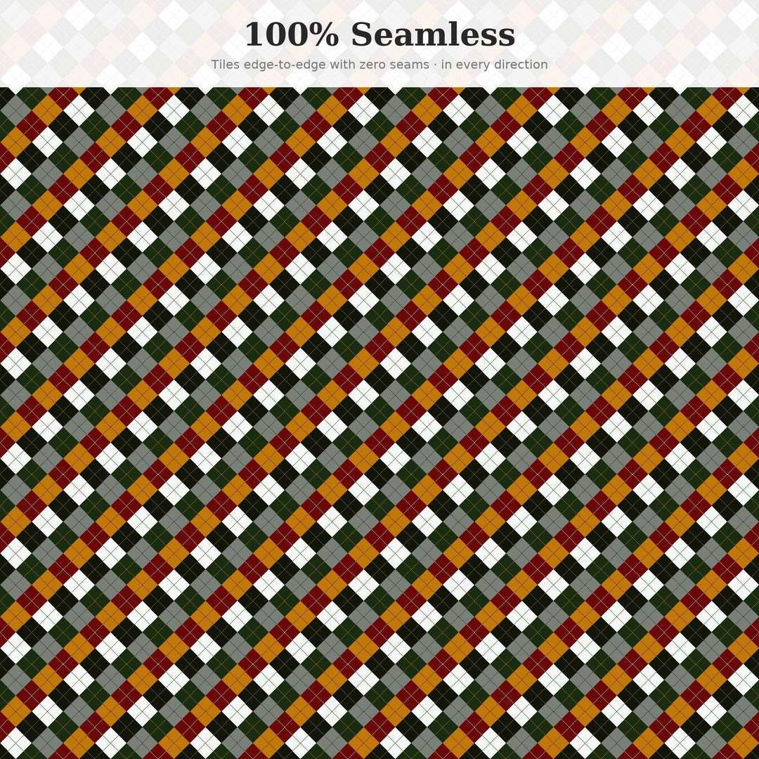 Dungeon Synth Argyle Seamless Pattern | Multi-Color Fabric Design (Digital Download)