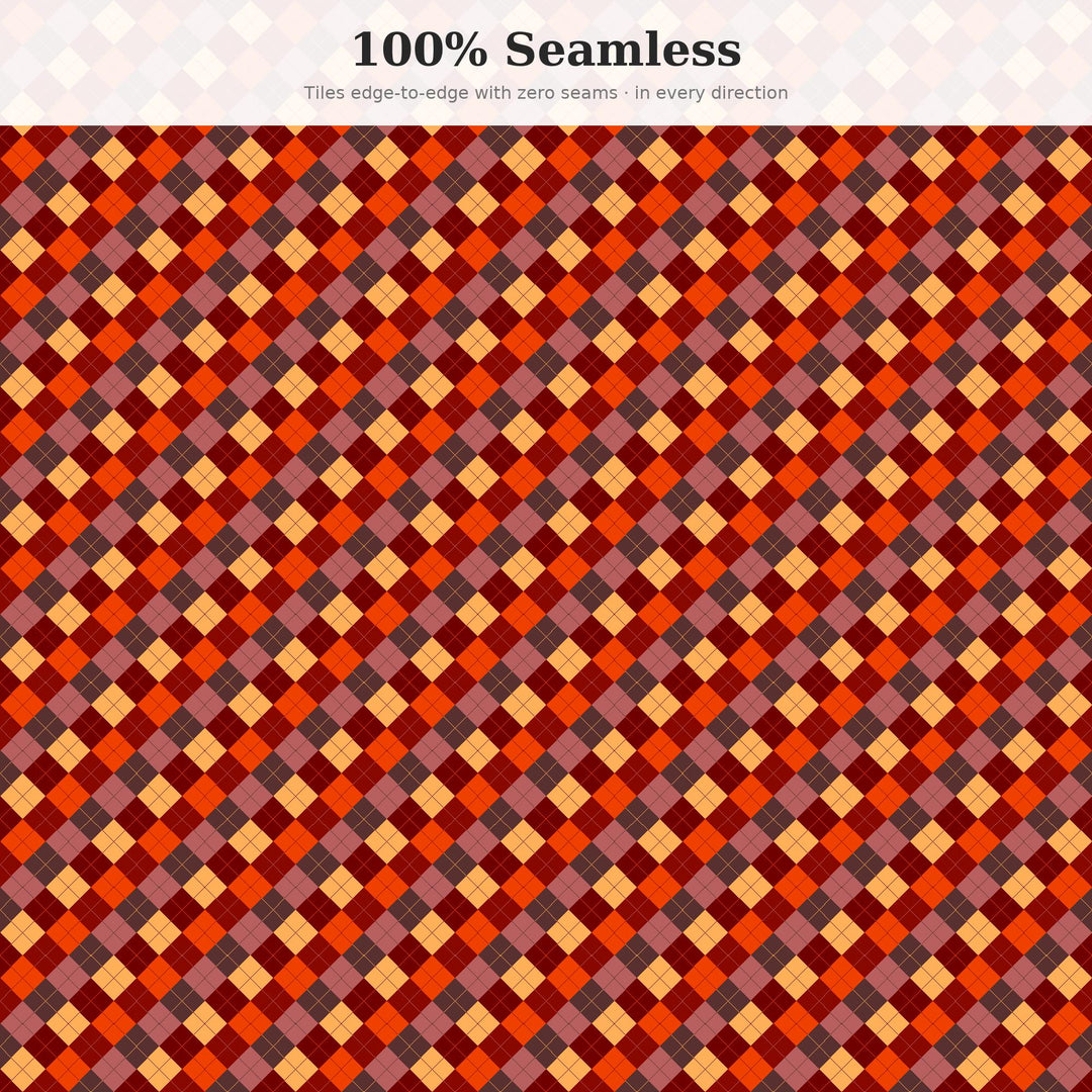 Ember Argyle Seamless Pattern | Multi-Color Ember Skies Argyle | .png .jpg .svg .pdf .pat | Digital Paper | Fabric & Surface Design