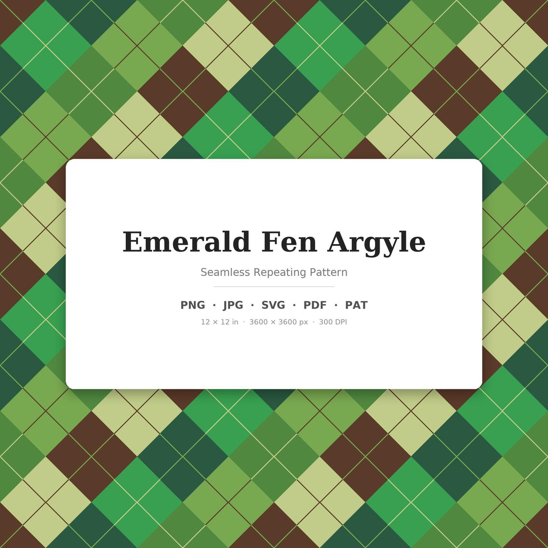 Emerald Fen Argyle Seamless Pattern | Multi-Color Digital Paper (Digital Download)