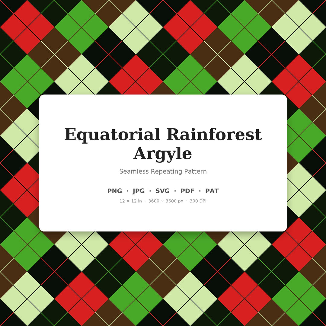 Equatorial Rainforest Argyle Seamless Pattern | Multi-Color Digital Paper (png, jpg, svg, pdf, pat)