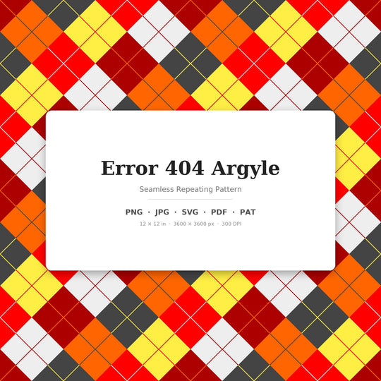 Error Argyle Seamless Pattern | Multi-Color Error 404 Argyle | .png .jpg .svg .pdf .pat | Digital Paper | Fabric & Surface Design