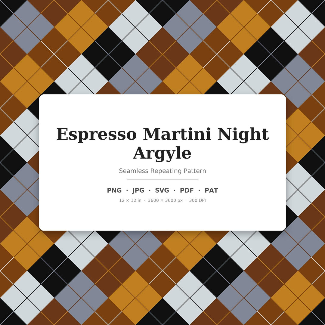 Espresso Martini Night Argyle Seamless Pattern | Digital Paper Download