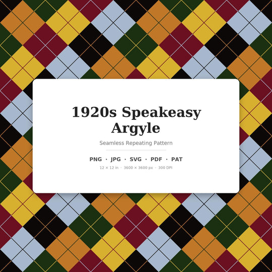 1920s Speakeasy Argyle Digital Paper for Gatsby Craft Projects, Seamless Deco Diamond Grid for Fabric and Scrapbooking