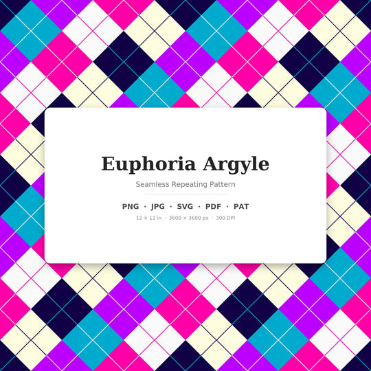 Euphoria Argyle Seamless Pattern | Multi-Color Fabric Design (Digital Download)
