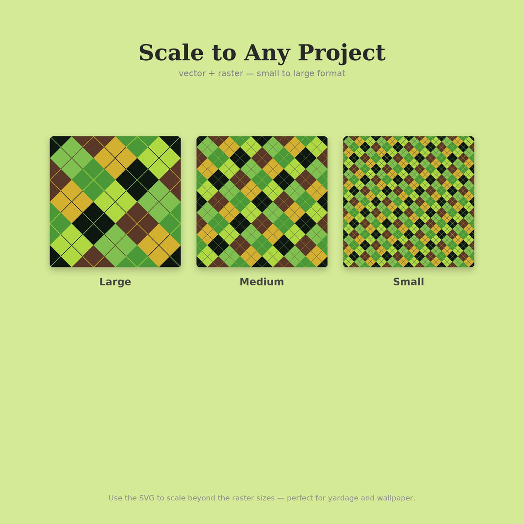 Fern Gully Argyle Seamless Pattern | Multi-Color Fabric Design (Digital Download)