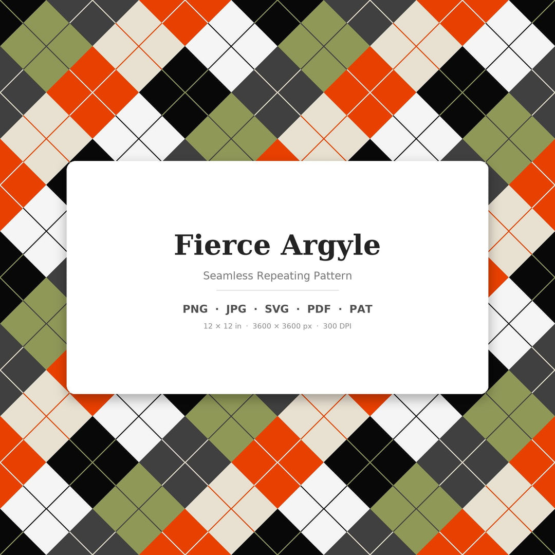 Fierce Argyle Seamless Pattern | Multi-Color Fierce Argyle | .png .jpg .svg .pdf .pat | Digital Paper | Fabric & Surface Design