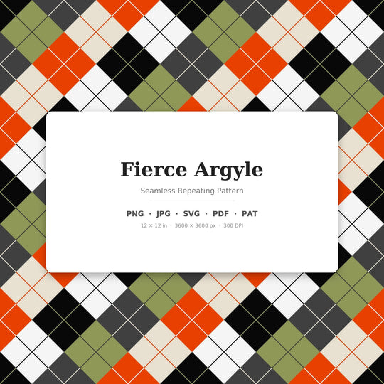 Fierce Argyle Seamless Pattern | Multi-Color Fierce Argyle | .png .jpg .svg .pdf .pat | Digital Paper | Fabric & Surface Design