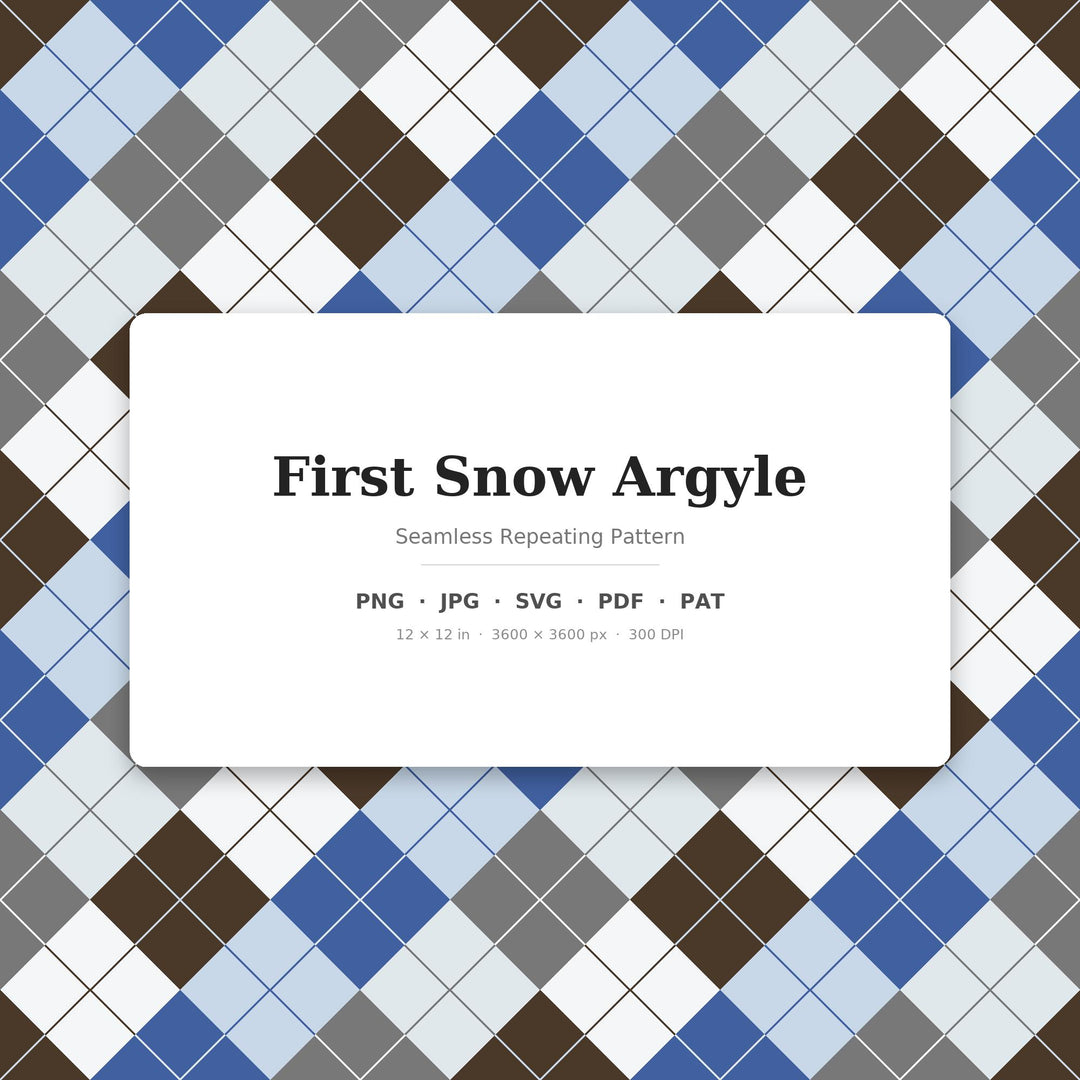 First Snow Argyle Seamless Pattern | Multi-Color Fabric Design (Digital Download)