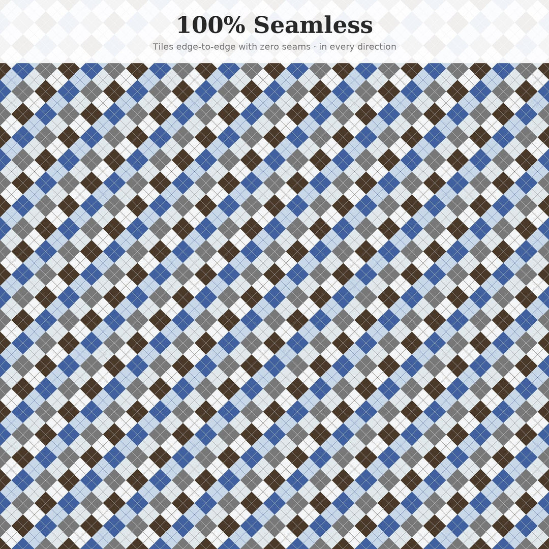 First Snow Argyle Seamless Pattern | Multi-Color Fabric Design (Digital Download)