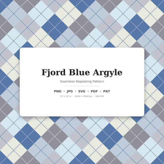 Fjord Blue Argyle Seamless Pattern | Digital Paper, Fabric Design (png, jpg, svg, pdf, pat)