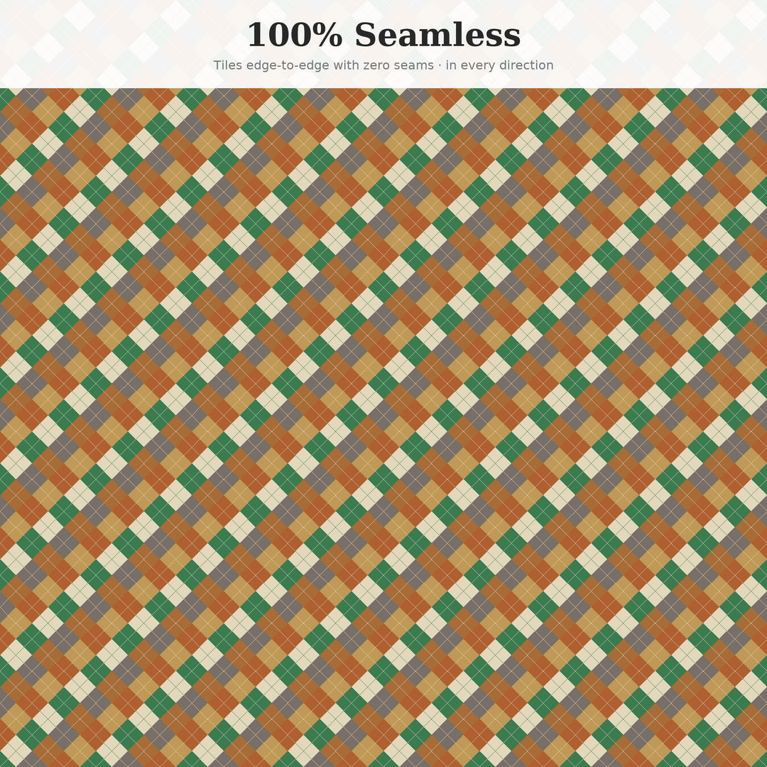 Flemish Masters Argyle Seamless Pattern | Multi-Color Digital Paper (Digital Download)