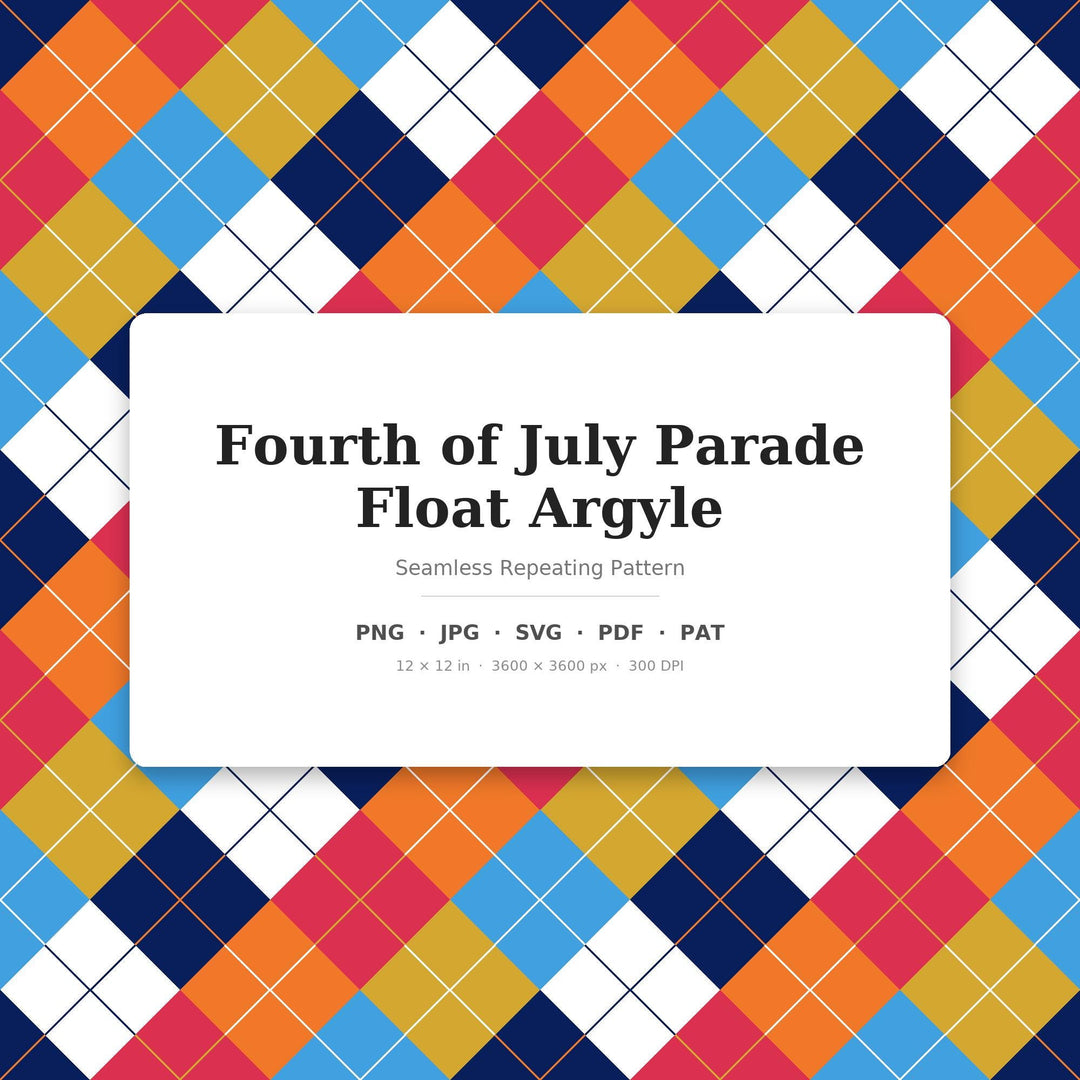 Fourth Argyle Seamless Pattern | Multi-Color Fourth of July Parade Float Argyle | .png .jpg .svg .pdf .pat | Digital Paper