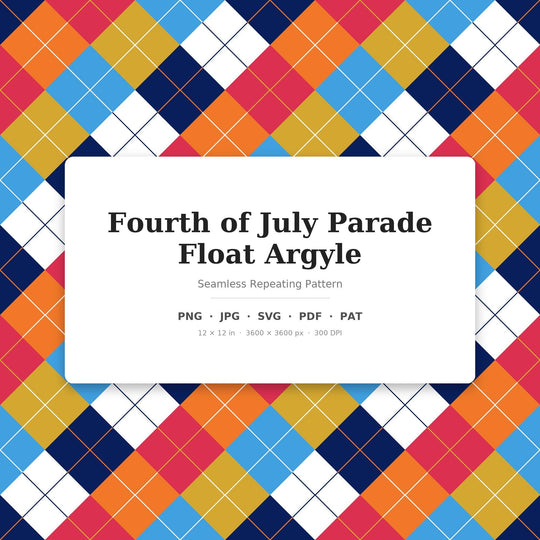 Fourth Argyle Seamless Pattern | Multi-Color Fourth of July Parade Float Argyle | .png .jpg .svg .pdf .pat | Digital Paper