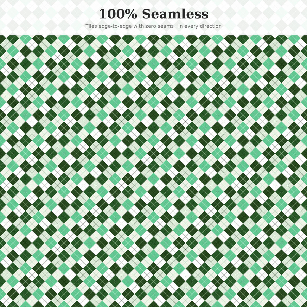 Fresh Herb Argyle Seamless Pattern | Multi-Color Fabric Design (Digital Download)