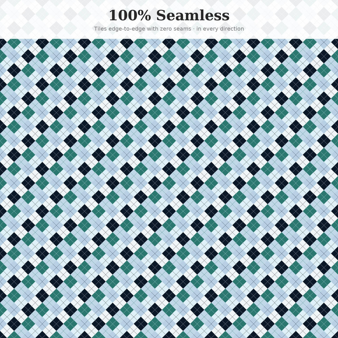 Frozen Lake Argyle Seamless Pattern | Multi-Color Fabric Design (Digital Download)