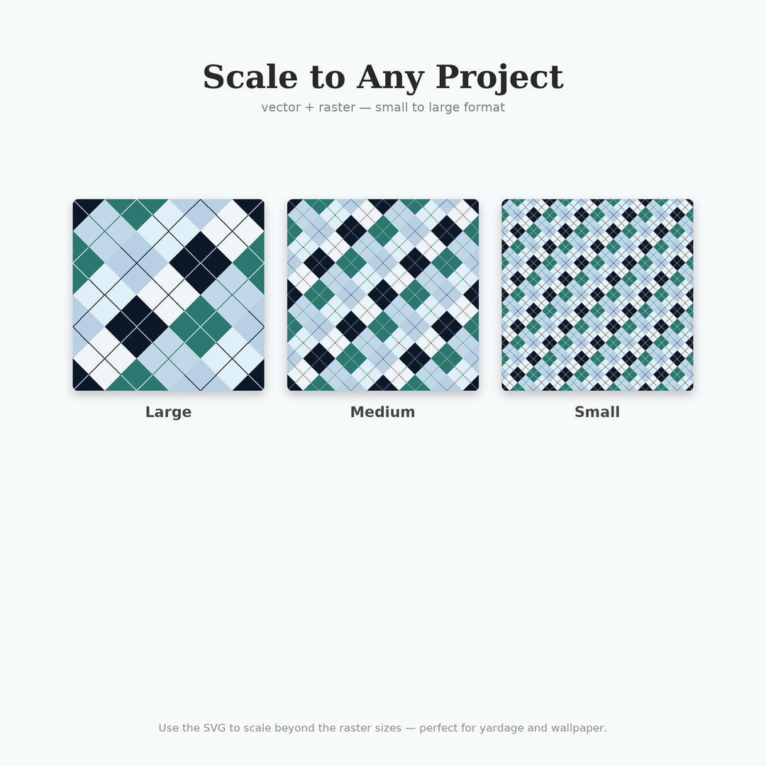 Frozen Lake Argyle Seamless Pattern | Multi-Color Fabric Design (Digital Download)