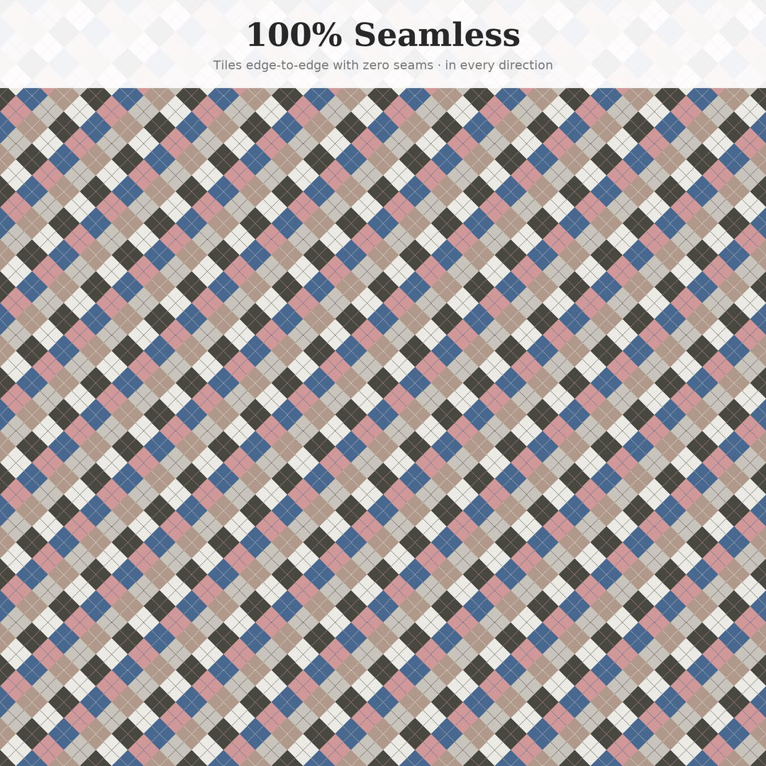Gallery Argyle Seamless Pattern | Multi-Color Gallery Wall Mix Argyle | .png .jpg .svg .pdf .pat | Digital Paper | Fabric & Surface Design