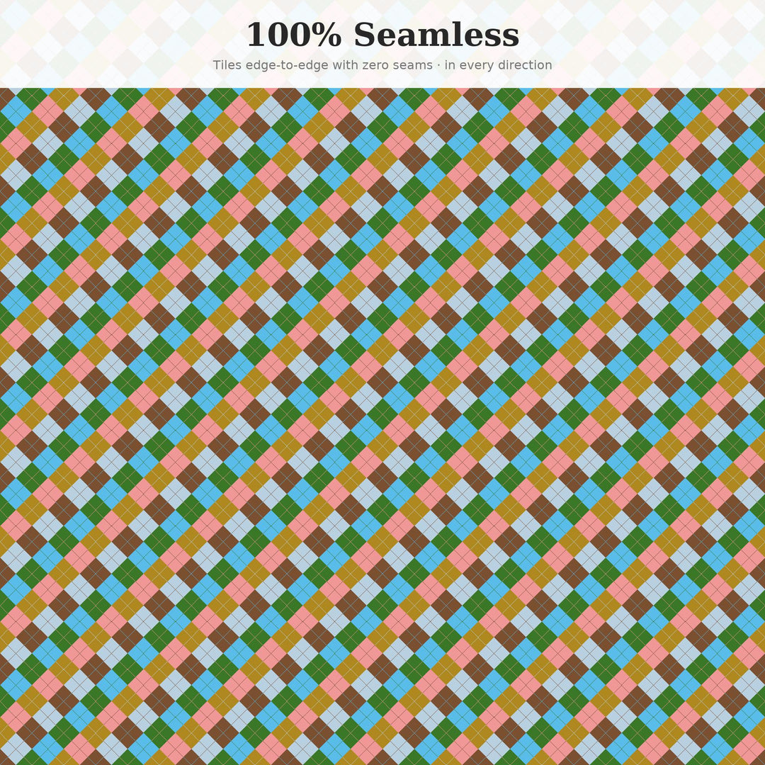 Garden Hose Summer Argyle Seamless Pattern | Fabric Surface Design (Digital Download)