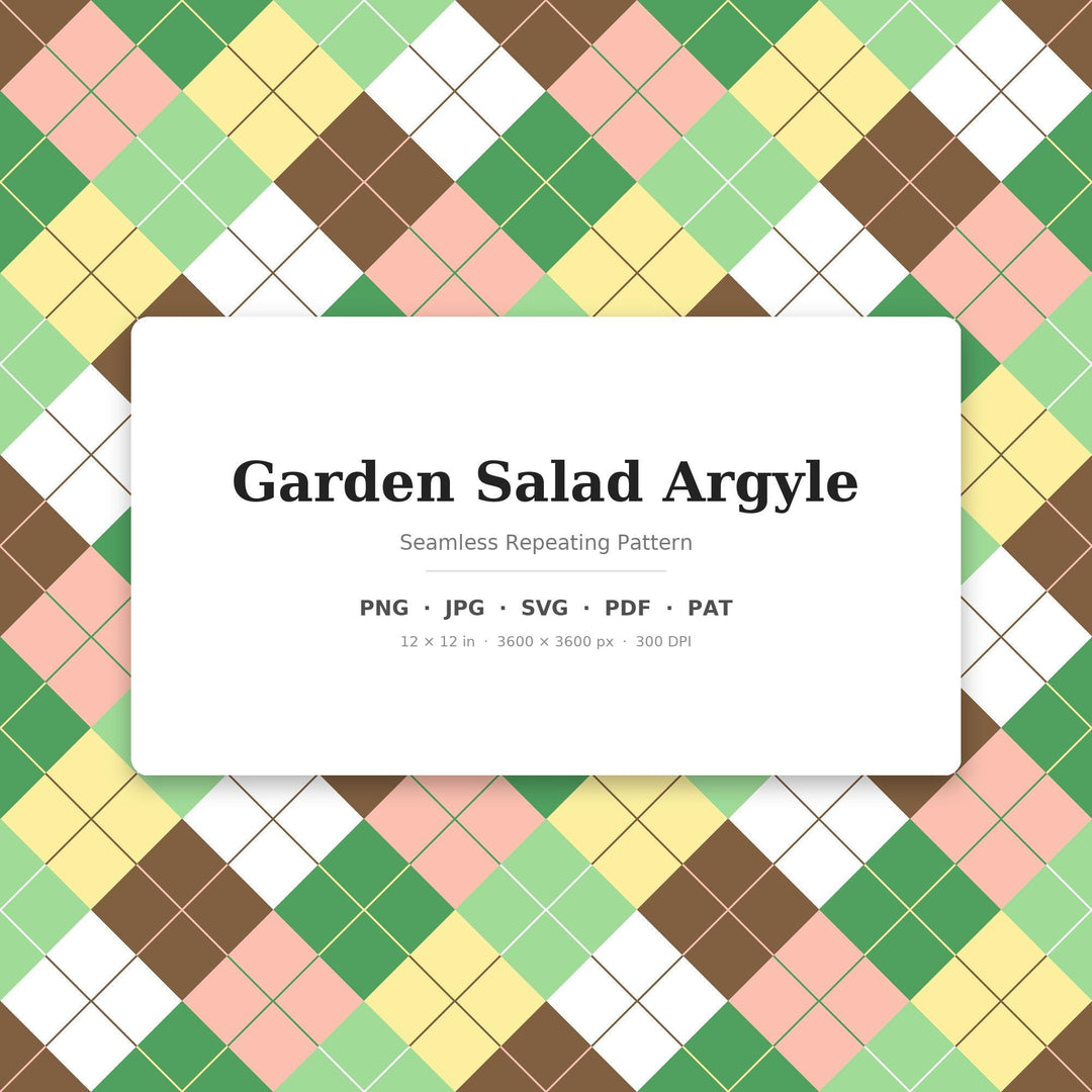 Garden Argyle Seamless Pattern | Multi-Color Garden Salad Argyle | .png .jpg .svg .pdf .pat | Digital Paper | Fabric & Surface Design