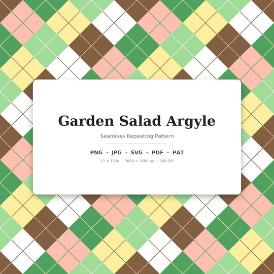 Garden Argyle Seamless Pattern | Multi-Color Garden Salad Argyle | .png .jpg .svg .pdf .pat | Digital Paper | Fabric & Surface Design