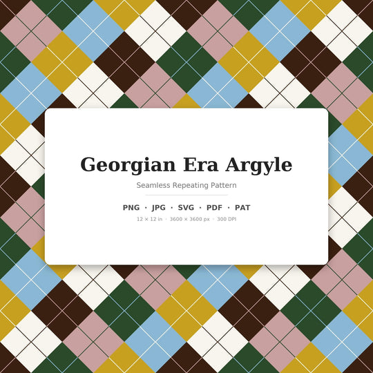 Georgian Era Argyle Seamless Pattern | Multi-Color Digital Paper (Digital Download)