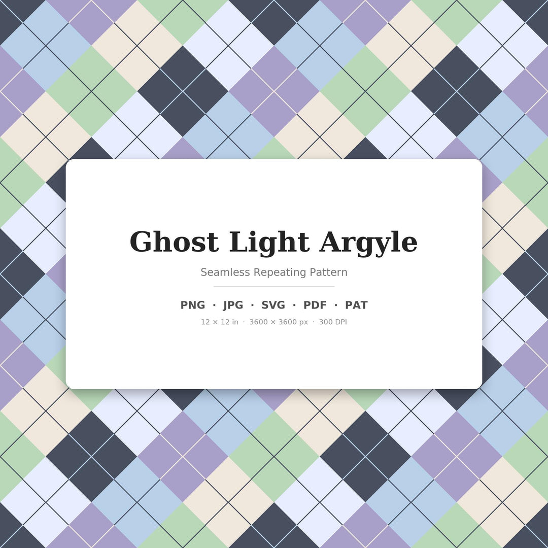 Ghost Argyle Seamless Pattern | Multi-Color Ghost Light Argyle | .png .jpg .svg .pdf .pat | Digital Paper | Fabric & Surface Design