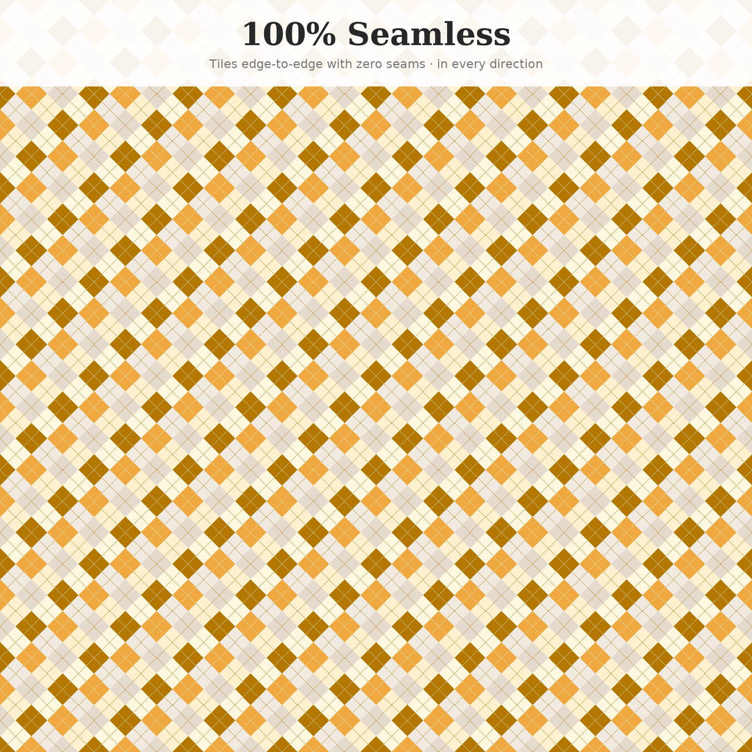 Gilded Horizon Argyle Seamless Pattern | Multi-Color Digital Paper (Digital Download)