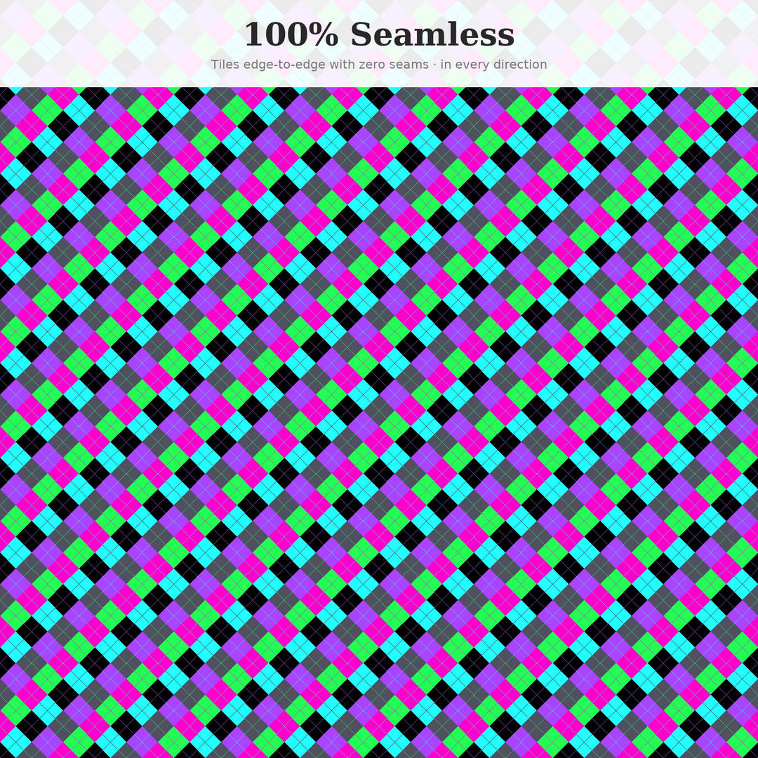 Glitch Argyle Seamless Pattern | Multi-Color Glitch Art Argyle | .png .jpg .svg .pdf .pat | Digital Paper | Fabric & Surface Design