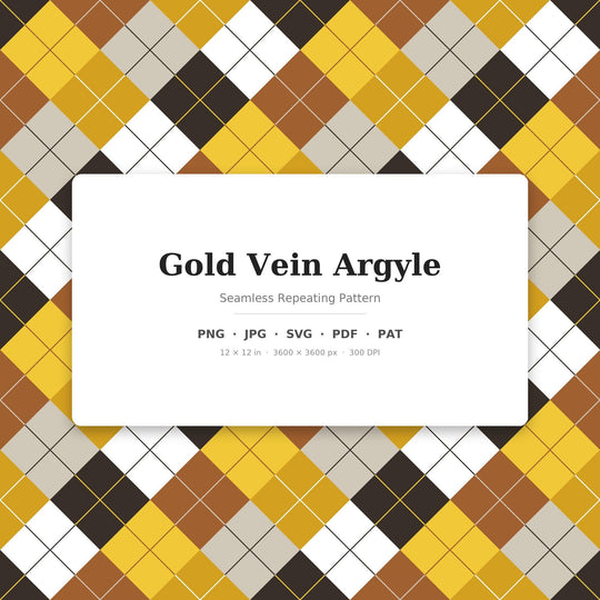 Gold Vein Argyle Seamless Pattern | Multi-Color Fabric Design (Digital Download)