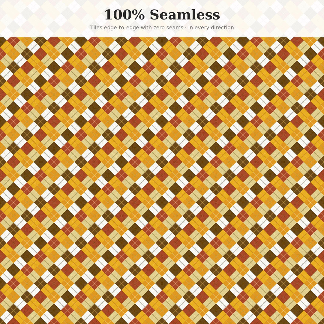 Golden Argyle Seamless Pattern | Multi-Color Golden Milk Morning Argyle | .png .jpg .svg .pdf .pat | Digital Paper | Fabric & Surface Design