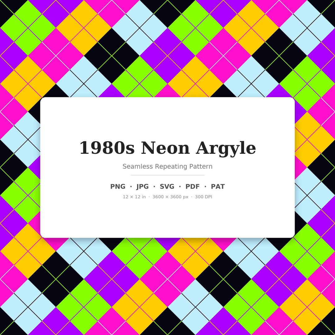 Bright Synthwave Argyle Digital Paper for Y2K Craft Projects, Seamless Electric Diamond Grid for Fabric and Party Printables