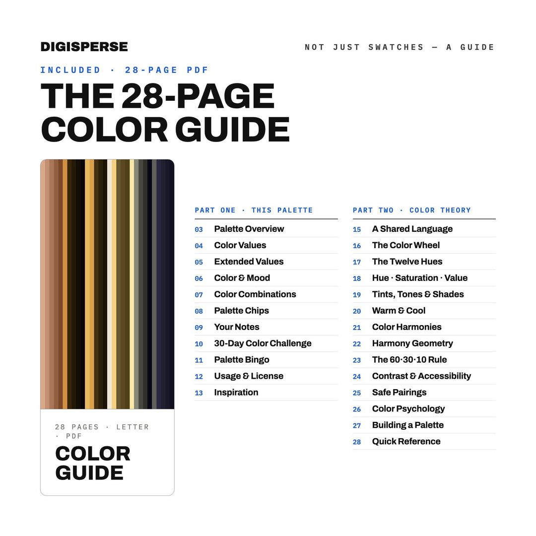 Midnight Espresso Color Palette | 30 Procreate Swatches, ASE, PDF Guide (Digital Download)