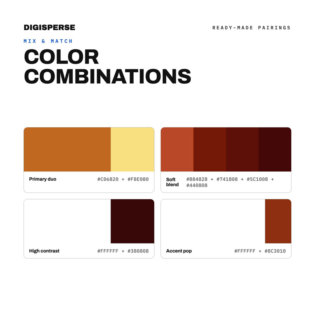 Warm Spice Color Palette for Tropical Kitchen Art and Earthy Branding, 30 Tamarind Brown Hues, Procreate Swatches, Hex Codes