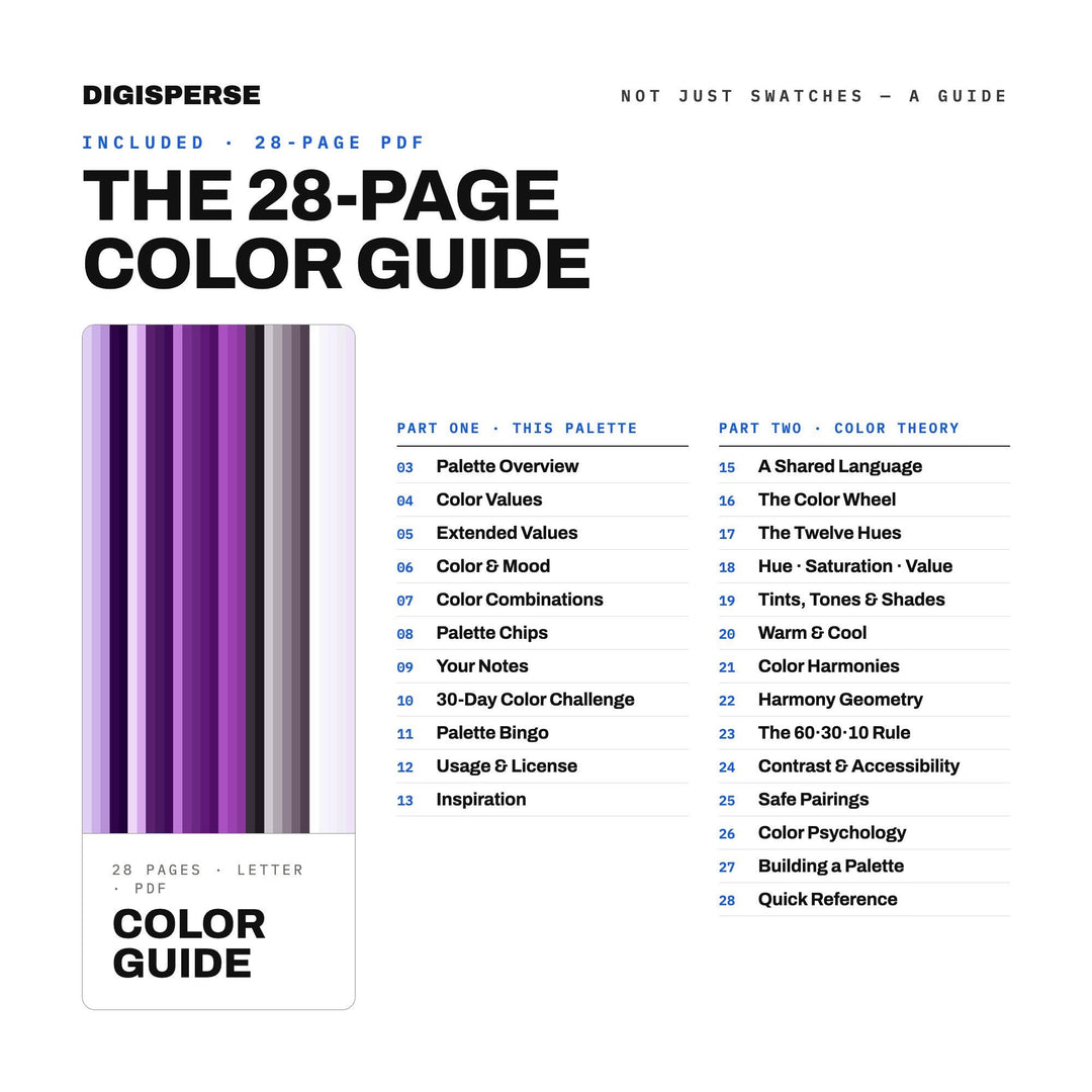 Amethyst Cave Color Palette | 30 Colors | Hex RGB CMYK | Color Guide | Procreate Swatches + ASE | Digital Download