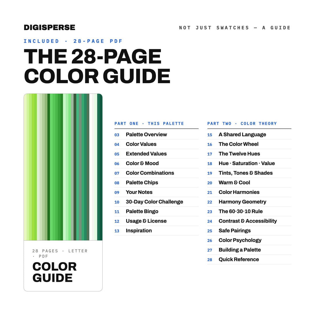 Chrysoprase Color Palette | 30 Colors | HEX RGB CMYK | Procreate Swatches | Digital Download