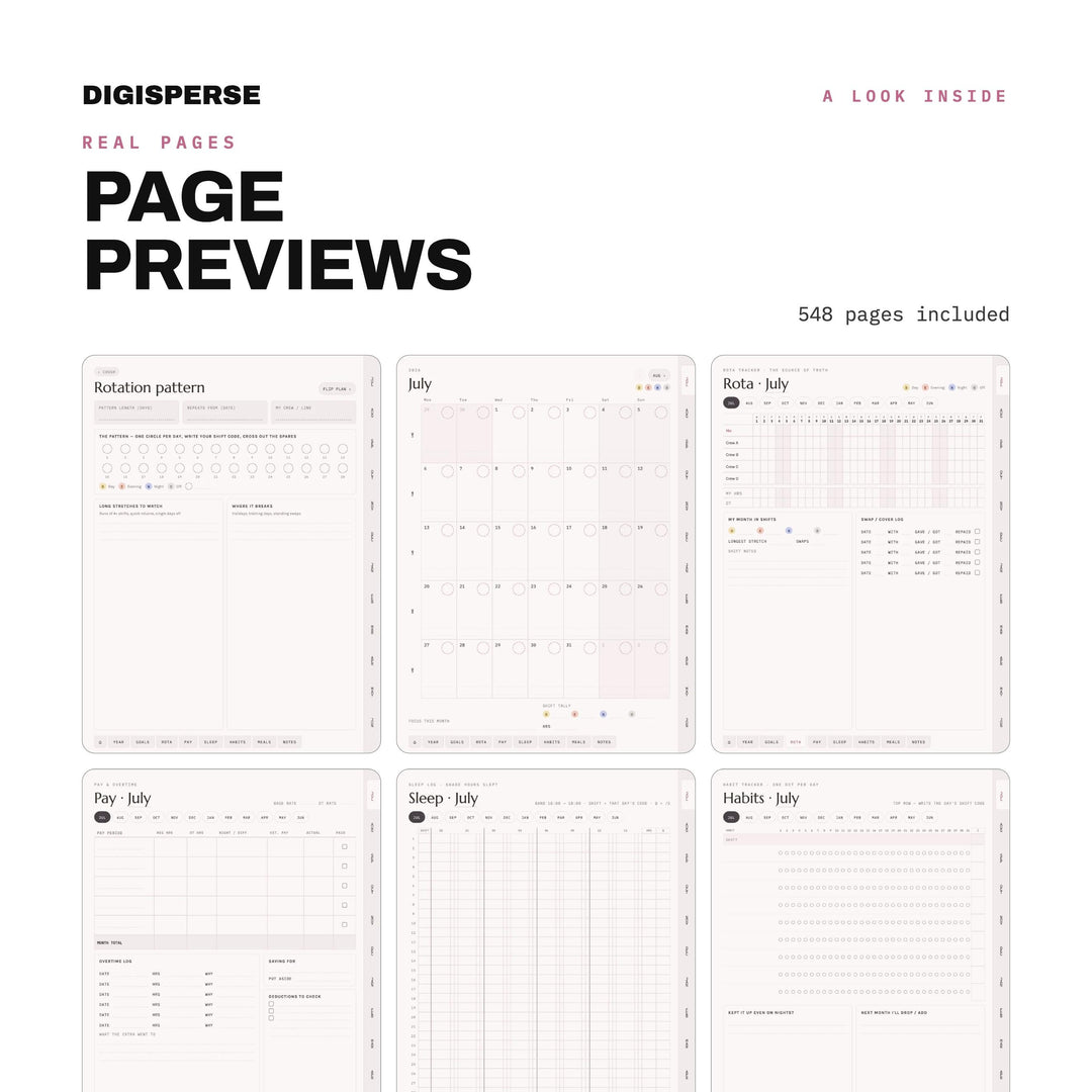 Cozy Pastel Shift Planner July 2026-June 2027 (Digital PDF)