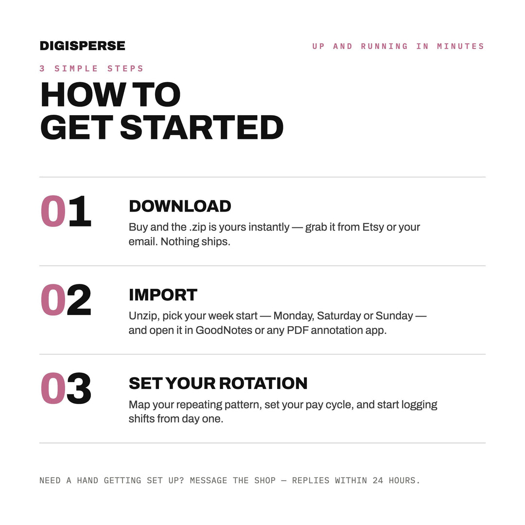 Cozy Pastel Shift Worker Planner | Undated Rotation, Pay, Sleep Trackers (Digital PDF)
