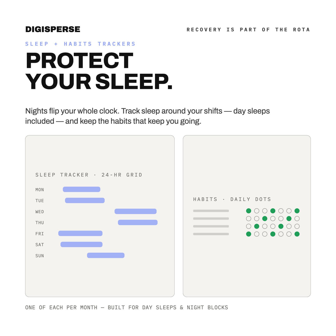 Night Shift Planner 2027 Dated | Dark Mode Digital PDF, 548 Hyperlinked Pages | Rotation, Pay + Sleep Trackers | 3 Week Starts Included