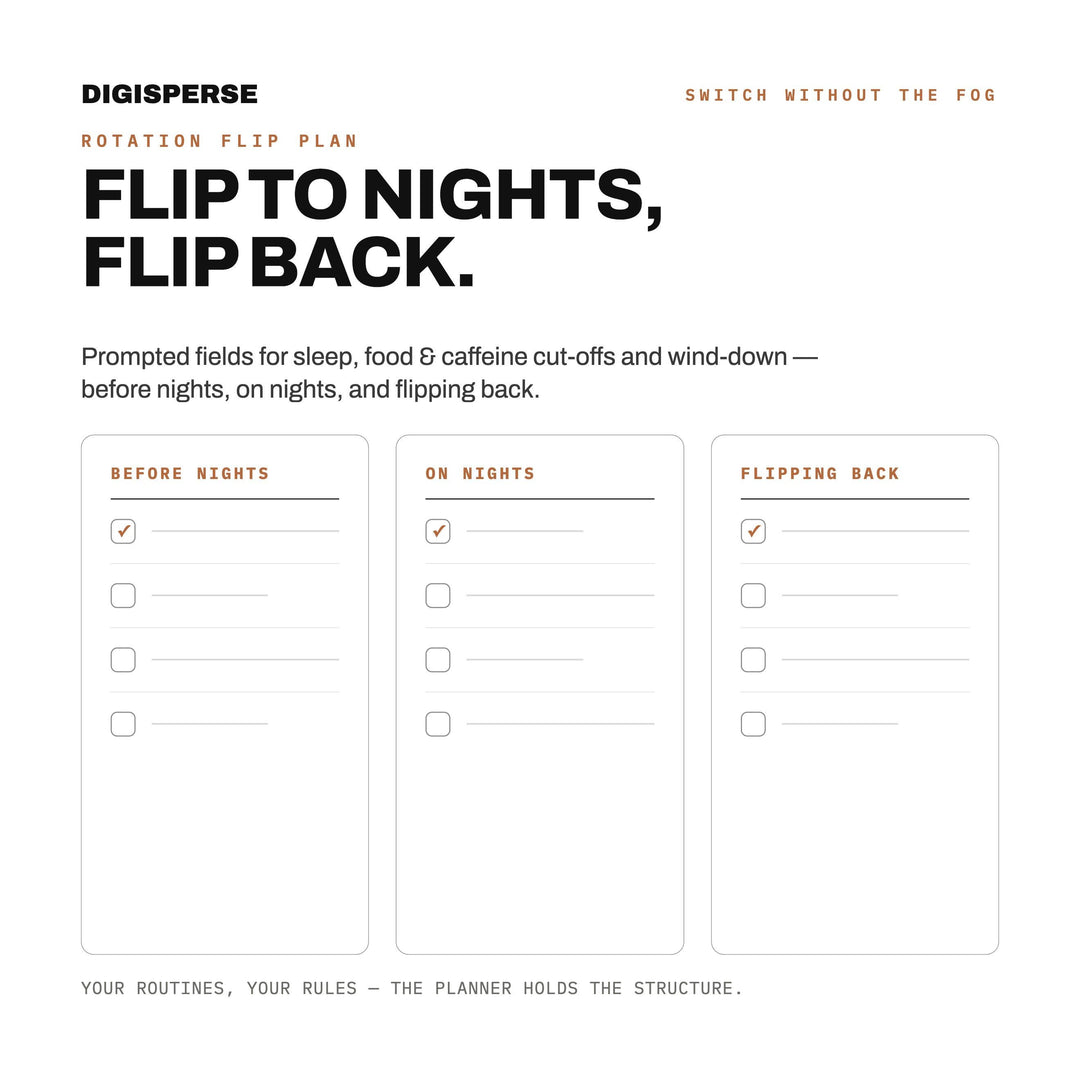 Undated Shift Work Planner | Warm Minimal Digital PDF, 548 Hyperlinked Pages | Rotation, Pay + Sleep Trackers | Reusable for Any Year